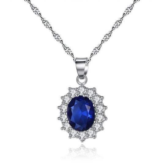 Princess Kate married tanzanite sapphire necklace sun flower zircon necklace wedding necklace