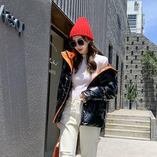 Winter Women's Clothing Bright Face Down Cotton Jacket Casual Fashion Embossed Winter Women's Clothing Short Disposable Waterproof Jacket