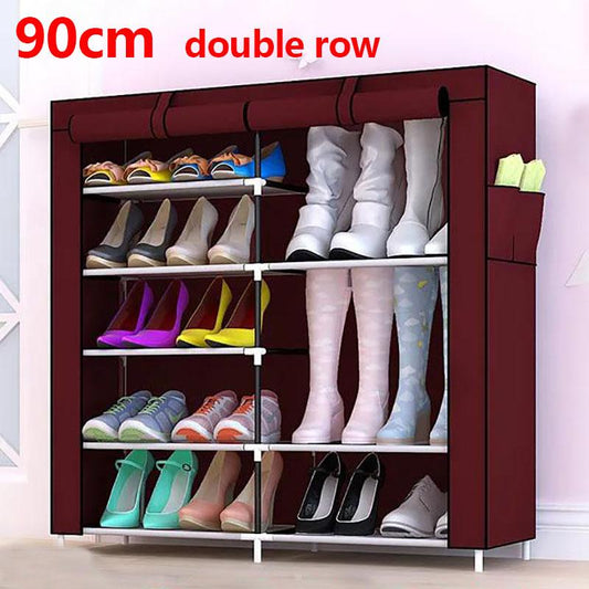 90cm Long Double Row Stainless Steel Hanger Storage Cabinet Waterproof Storage Rack Coat Hanger Shoe Rack