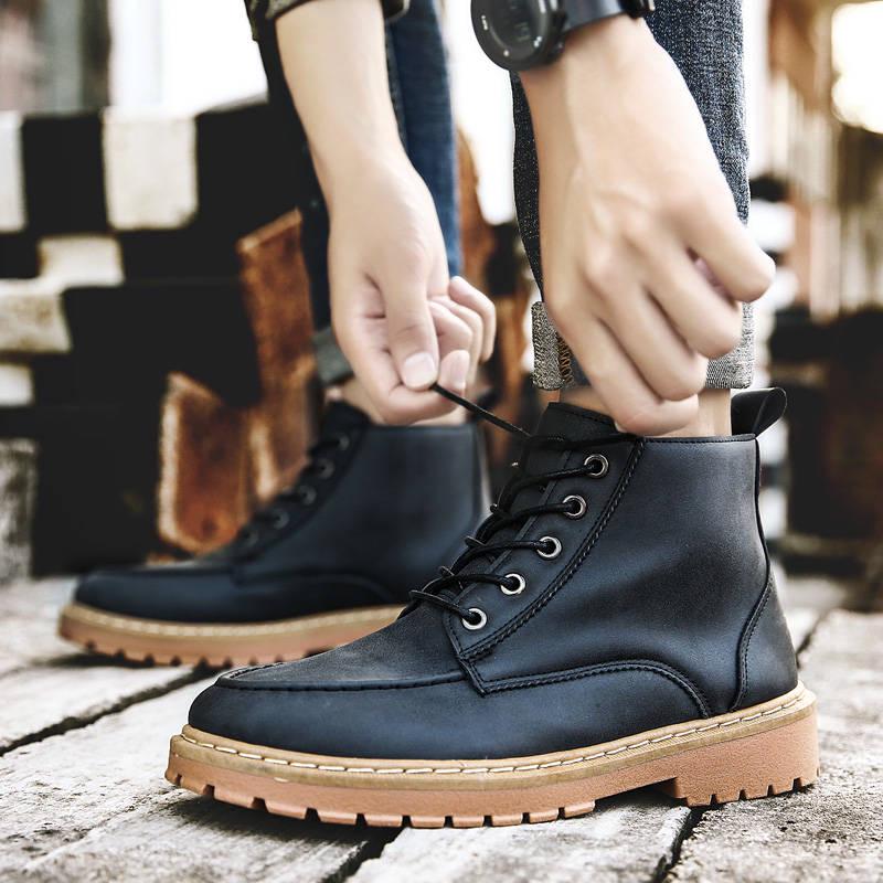 Men Boots High Top Man Shoes High Quality Leather Male Ankle Boot Tooling Chelse Footwear Antiskid
