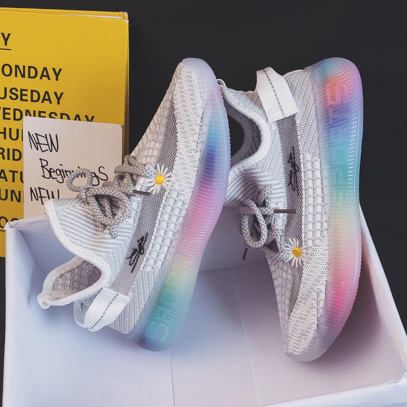 Rainbow Bottom Mesh Breathable Women's Shoes Korean Style All-match Running Sneakers for Students Fashion Casual Clearance Women's Shoes