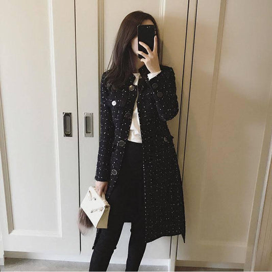 Coat Women Winter Warm Thicken Double Breasted Windproof Jacket Slim Fit Long Woolen Coats