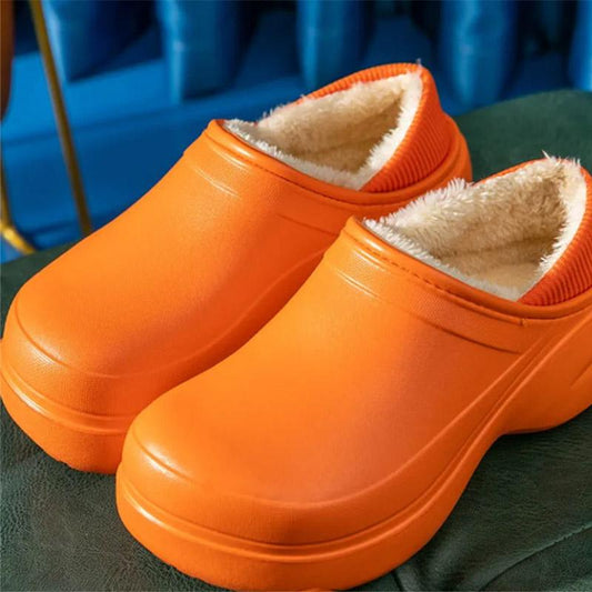 Waterproof Cotton Slippers Women's Winter Thick Bottom Shoes Non-slip All-inclusive heel slippers