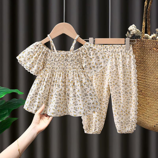 Two-piece Girls' Suits Net Celebrities Western Style Fashionable Children's Summer Clothes