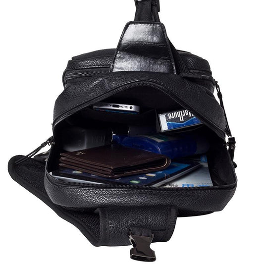 Chest Bag Men Black Multi-pocket Headphone Hole Messenger Bag Outdoor Sports Shoulder Bag