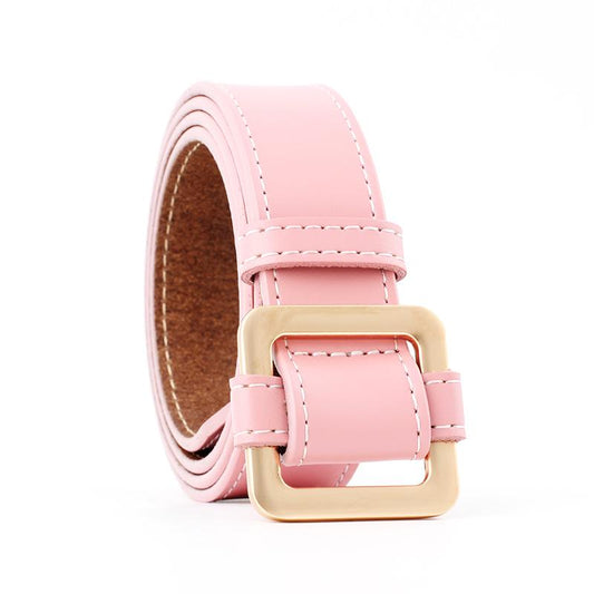 Belts Classic Square Buckle Wide Belts for Women Casual Leather Belt