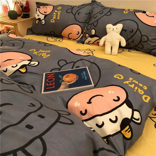 European and American Retro Ins Korean Lace Pastoral Style Small Floral Bed Four-piece Sanding Quilt Cover Three-piece Set