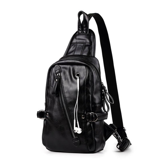 Chest Bag Men's Large Capacity with Headphone Hole Messenger Bag Outdoor Riding Sports Shoulder Bag