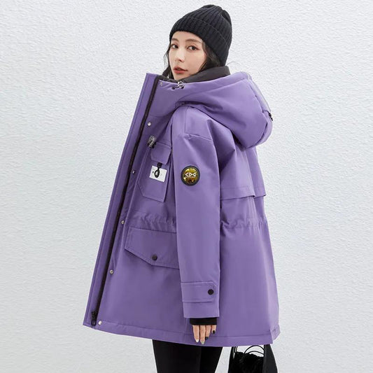 Women's Goose Down Down Jacket Long Winter Work Fitted Padded Clothes Thickened Fashion Pie Overcome Jacket Casual Sports Jacket Climbing Jacket Coat
