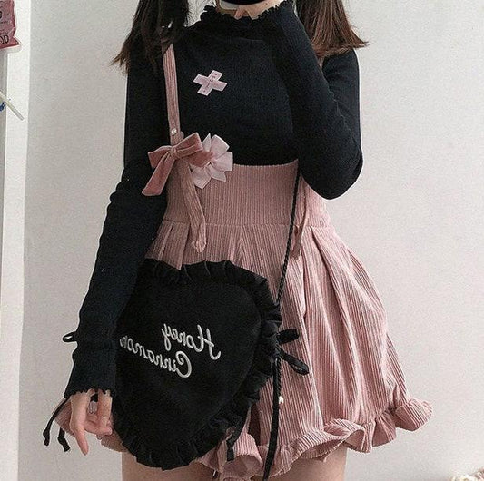 Ruffled Suspender Kawaii Dress Lolita Dress Kawaii Clothing Fashion Harajuku Clothing