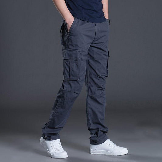 Autumn Storm Pants Men's Loose Cotton Sports Pants Outdoor Straight Pants Multi-pocket Large Size Casual Pants Work Pants