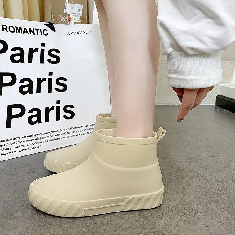 Rain Boots Women's Non-slip Low-top Water Shoes Water Boots Short Rain Boots Car Wash Shopping Kitchen Shoes Soft Bottom Mother Shoes