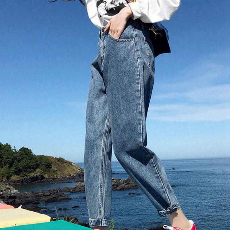 WTEMPO Jeans Female Straight Loose Loose Thin High Waist Dad Pants Wearing Wide Legs Was Thin Pants