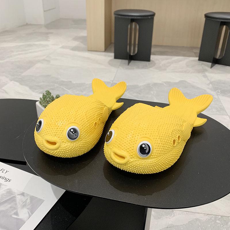 Puffer Fish Slippers Female Home Fashion 2020 Korean Version Wild Fish-shaped Slippers Indoor and Outdoor Soft Bottom Girlfriends Sandals and Slippers