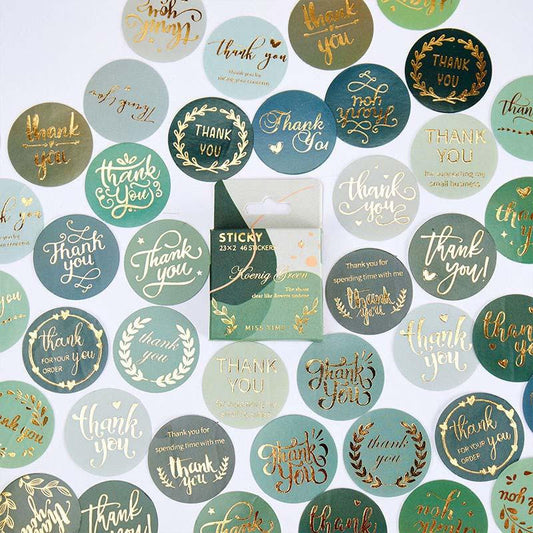 38 Pcs European Retro Boxed Label Thank You Sticker Old Trip Creative Hand Account Item Decoration Round Sealing Sticker