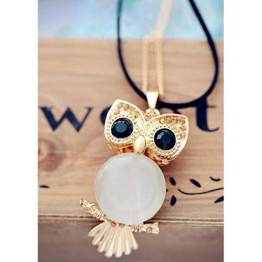 Green Eye Owl Necklace Decorative Long Necklace Sweater Chain New Year Gift