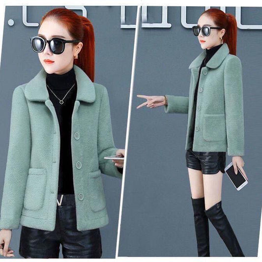 Short Faux Mink Velvet Coat Women's Lapel Fur Jacket Autumn and Winter Thickened Golden Mink Velvet Coat