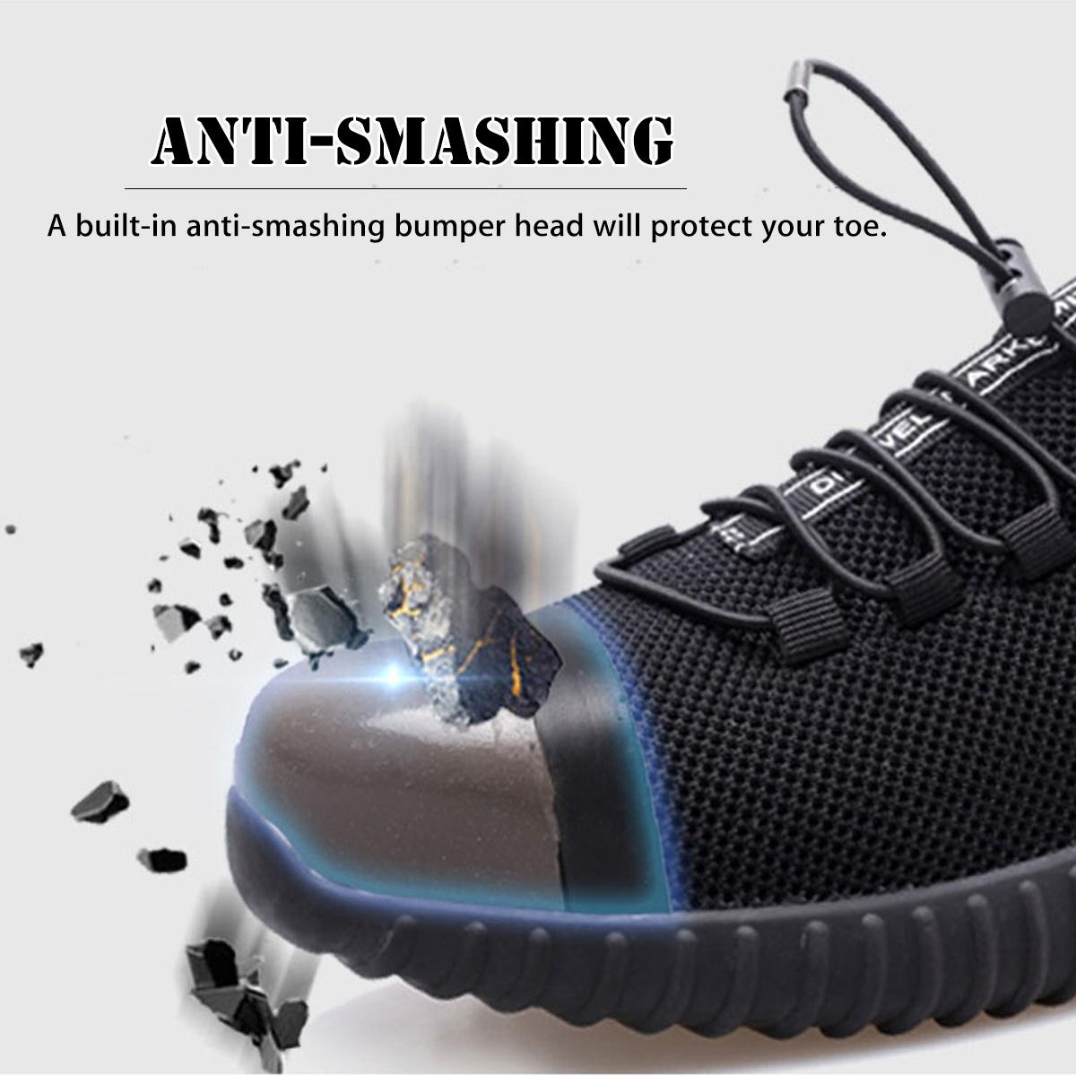 WTEMPO Mens Lightweight Steel Toe Safety Work Shoes Mesh Running Sneakers Shoes Steel