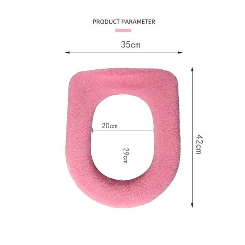 Toilet Cushion Toilet Seat Gasket Cushion Thickening Plus Velvet Warming Pad Solid Color Household Toilet Seat Cover To Keep Warm