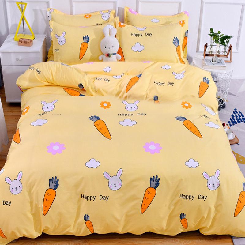 Net Celebrity Four-piece Bedding Cartoon Bed Linen Quilt Sanding Three-piece Student Bedding