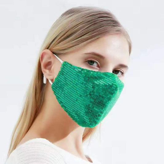 Ladies Cotton Sequin Masks Fall Winter High Quality Masks Warm Anti-smog Masks Solid Cotton Breathable Masks Adult Windproof Holiday Party Masks