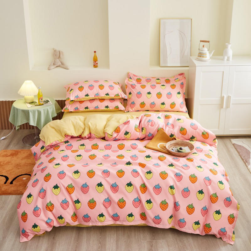 Home Textile Cyan Cute rabbit Duvet Cover Pillow Case Bed Sheet Boy Kid Teen Girl Bedding Linens Set 4PCS