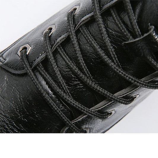 Autumn and Winter Men's High-top Boots Plus Velvet Warm Tooling Boots Outdoor Waterproof Anti-ski Leather Boots Men's Martin Boots