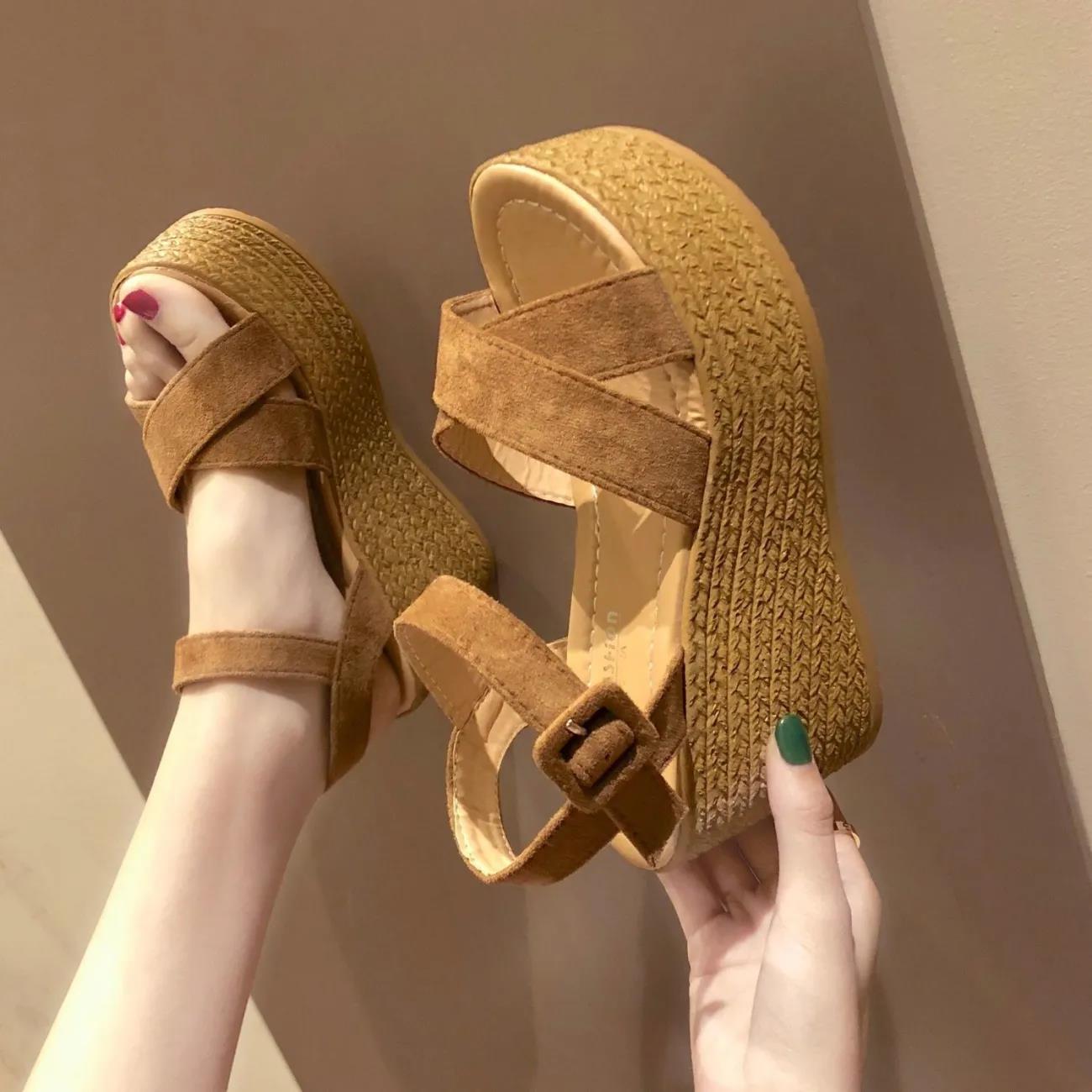 Women's Vintage Party High Heels Sandals Summer Sandals Wedges Heeled Cool Shoes Casual Versatile Club Non-slip Roman Sandals