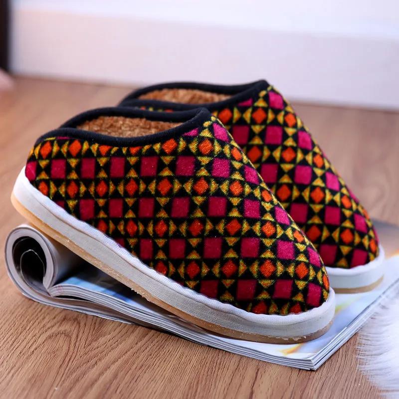 Handmade Beef Tendon Bottom Ladies Cotton Slippers Home Warm Shoes Winter Thickening Winter Half-heel Slippers