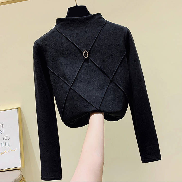 Thickened Double-sided Velvet Bottoming Shirt Women High-neck Pullover Autumn Winter Warm Long-sleeve Plus Velvet Base Shirt