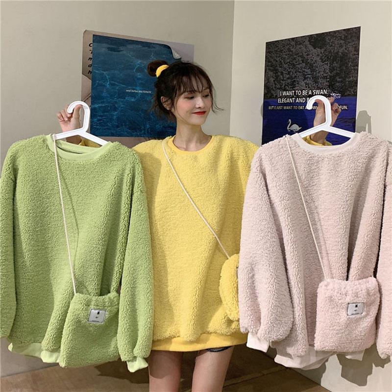 Winter Thickened Faux Lamb Wool Coat Loose Large Size Pullover Sweater