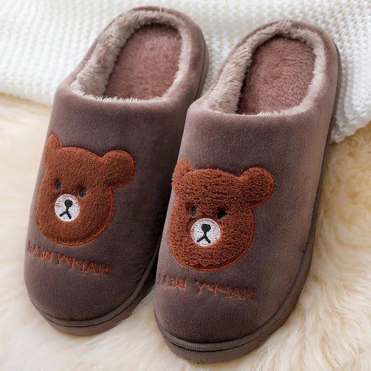 Autumn and Winter Cotton Slippers Men and Women Thick Bottom Couples Non-slip Plus Velvet Warm Slippers
