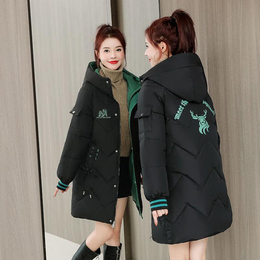Mid-length Down Down Padded Jacket Women Loose Plus Size Padded Jacket Winter Coat Bread Coat Coat