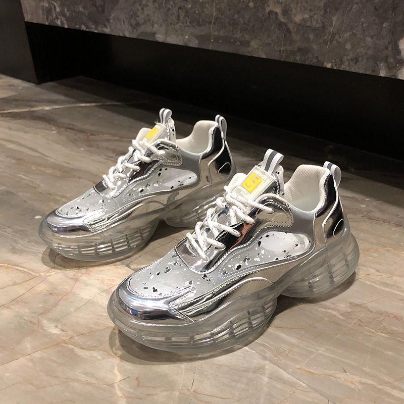 Summer Women Sneakers Fashion Comfortable Casual Dad Shoes Sequins Girl Graffiti Breathable Platform Shoes Woman Sandals