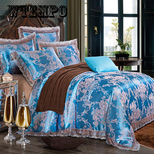 European Jacquard Cotton Four-piece Cotton Quilt Sheet Single Double Bedding 4 Sets