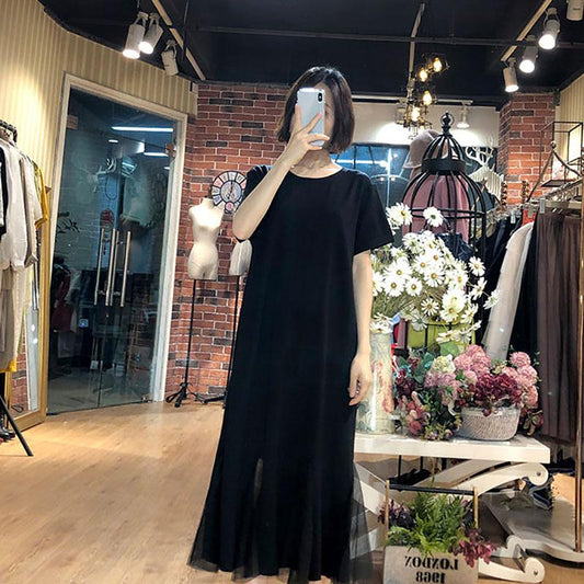 Female Vintage High Waist Super Fairy Holiday Dress Elegant Slim Solid Color Soft Pleated Dress