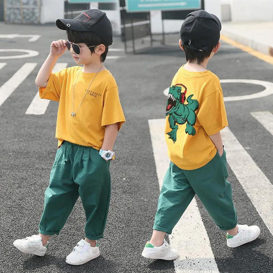 Boys' Suits Children's Clothing Two-piece Suit Summer Fashion Children's Korean Style Handsome Casual Short-sleeved