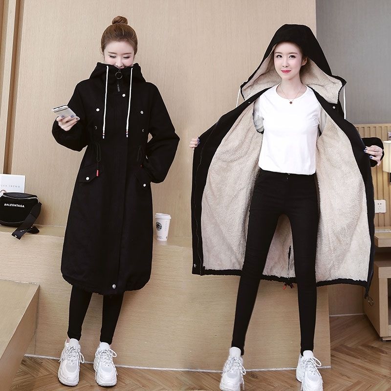 Winter Korean Style Loose Hooded Padded Coat Women's Long Plus Size Padded Coat