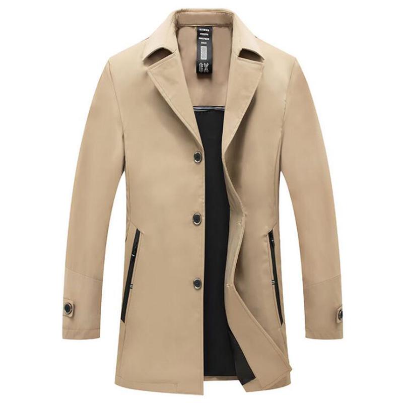 Large Size Windbreaker Men's Woolen Coat Mid-length Mid-length Business Slim Lapel Windbreaker Jacket