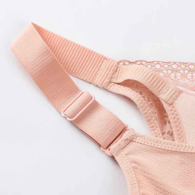 women's sexy lace bow mesh hollow out Underwear small breasts gather thick full cups brassiere without steel ring bra cups comfortable adjustable bra