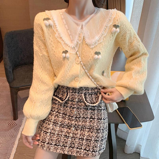 Spring Autumn Loose Korean Short Style Knitwear Cardigan Women's Sweater Jacket Women's Long Sleeve All-match Top