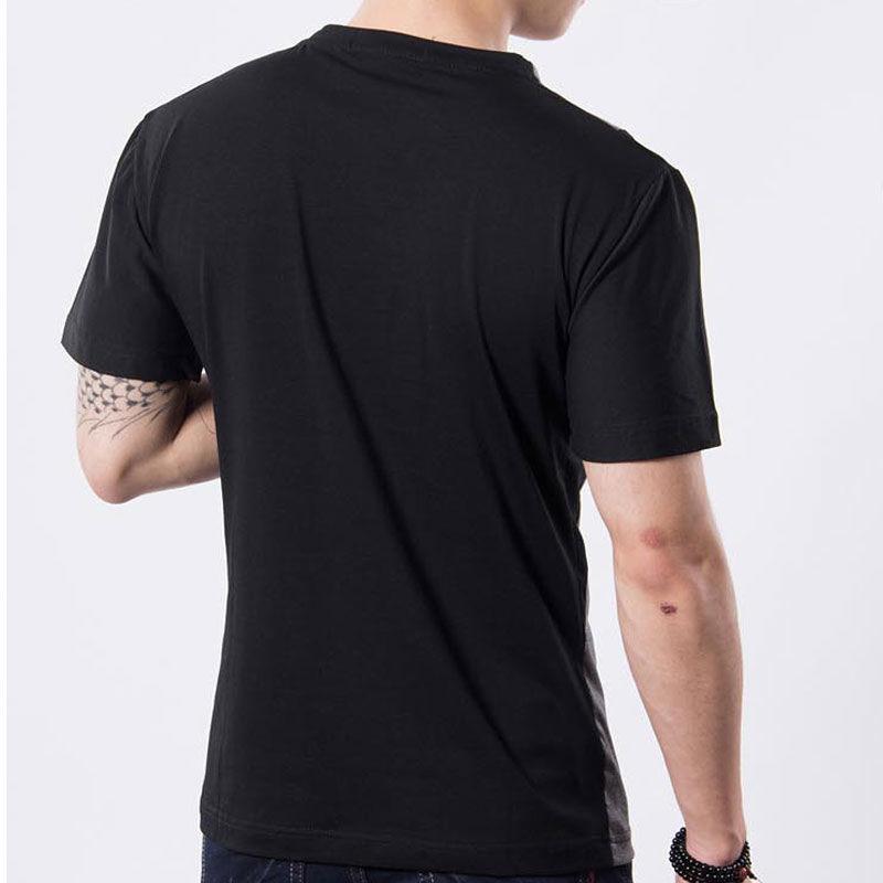 Short-sleeved Men's T-shirt Slim Fit Plus Fat Plus Size Men's Trend Stitching Contrast Color Loose Half-sleeve V-neck