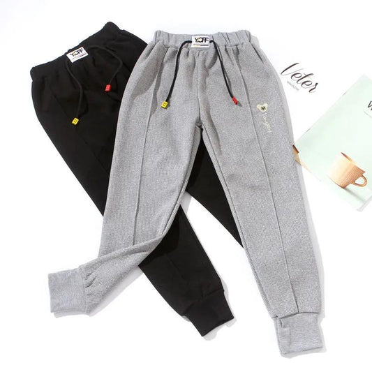 Girls' Loose and Velvet Sweatpants Autumn and Winter High-waisted Children's Baby Outer Wear Trousers Women