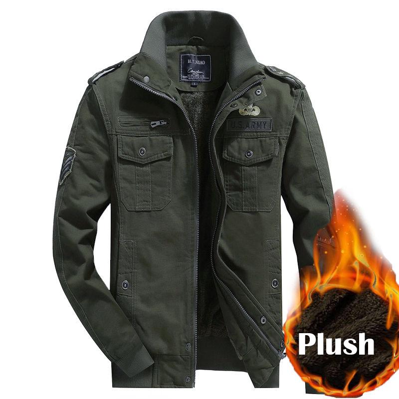 Bomber Casual Jacket Men Autumn Outerwear Sportswear Winter Thick Plush Mens Jackets Coats M-5XL 6XL