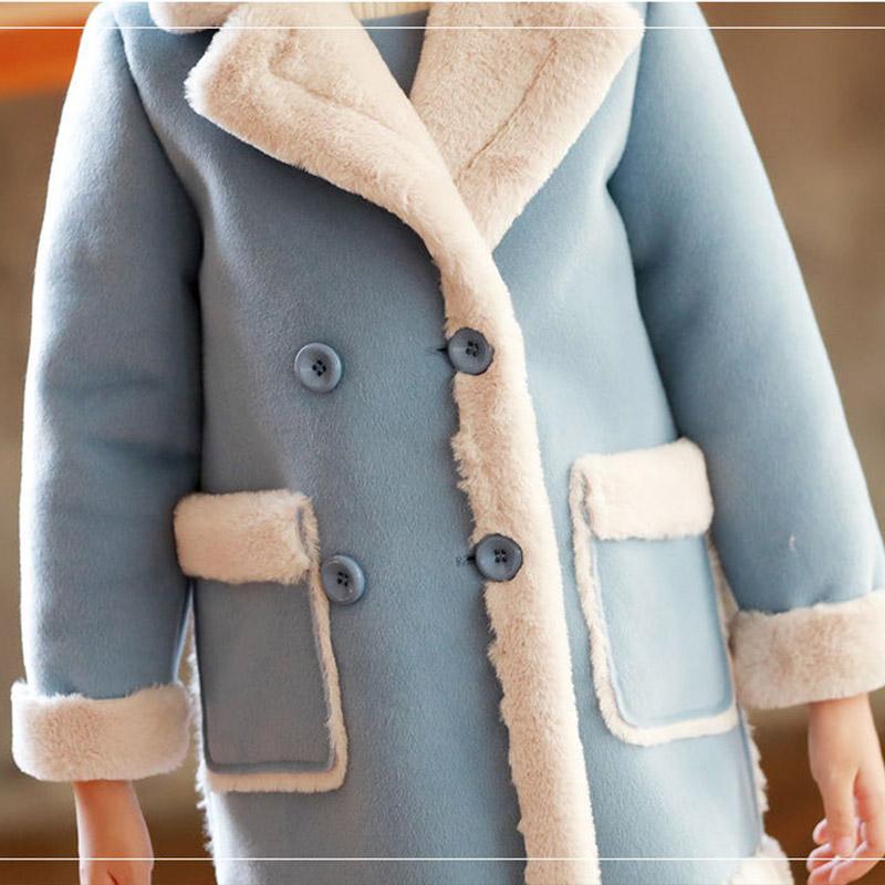Girls' Winter Coats Big Children's Fur Girls Western Style Coats Mink Fleece Tops Woolen and Velvet Thick Solid Color Cotton Jackets