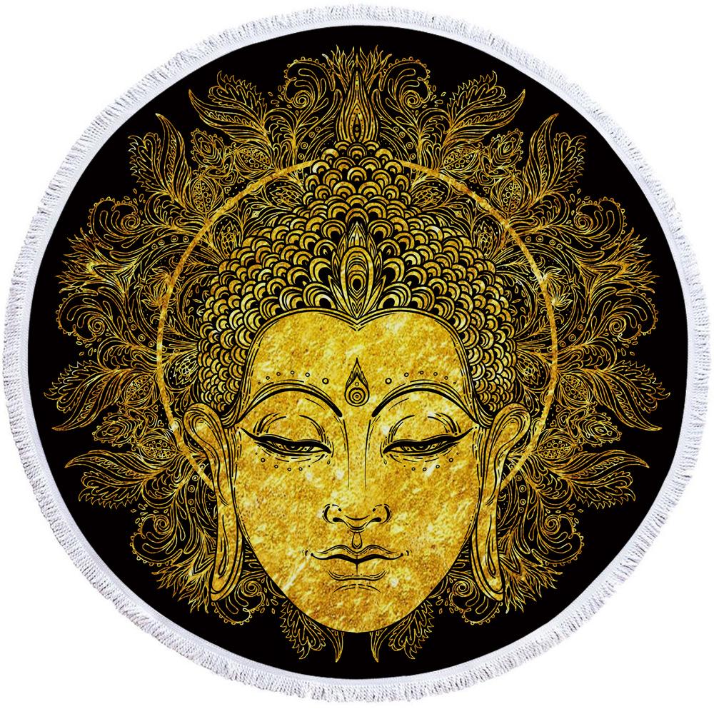 WTEMPO Beautiful flower Microfiber Printed Round Beach Towel With Tassel Blanket