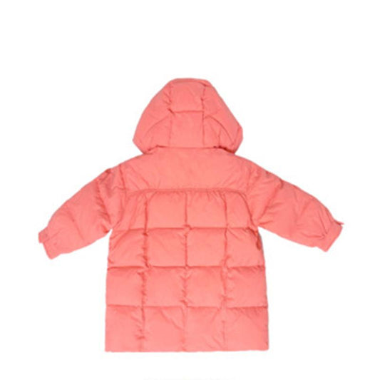 Girls Autumn and Winter Clothing Feather Solid Color Fleece Children's White Duck Down Cotton Baby Long Loose Thickened Warm Coat