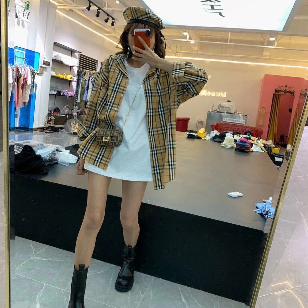 Retro Net Red Same Classic Wild Couple Plaid Long Sleeve Shirt Niche Top Loose Jacket