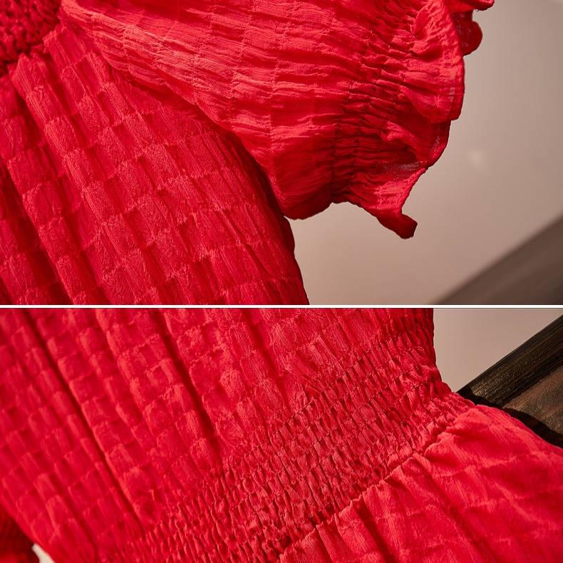 Fashion Off-shoulder Dress Summer Women Elegant Knee-length Spaghetti Strap Dress for Party Evening