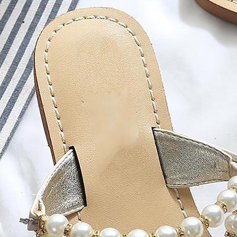 Sandals Female Students Flat Pearl Slippers Outside Wear All-match Vacation Beach Sandals and Slippers